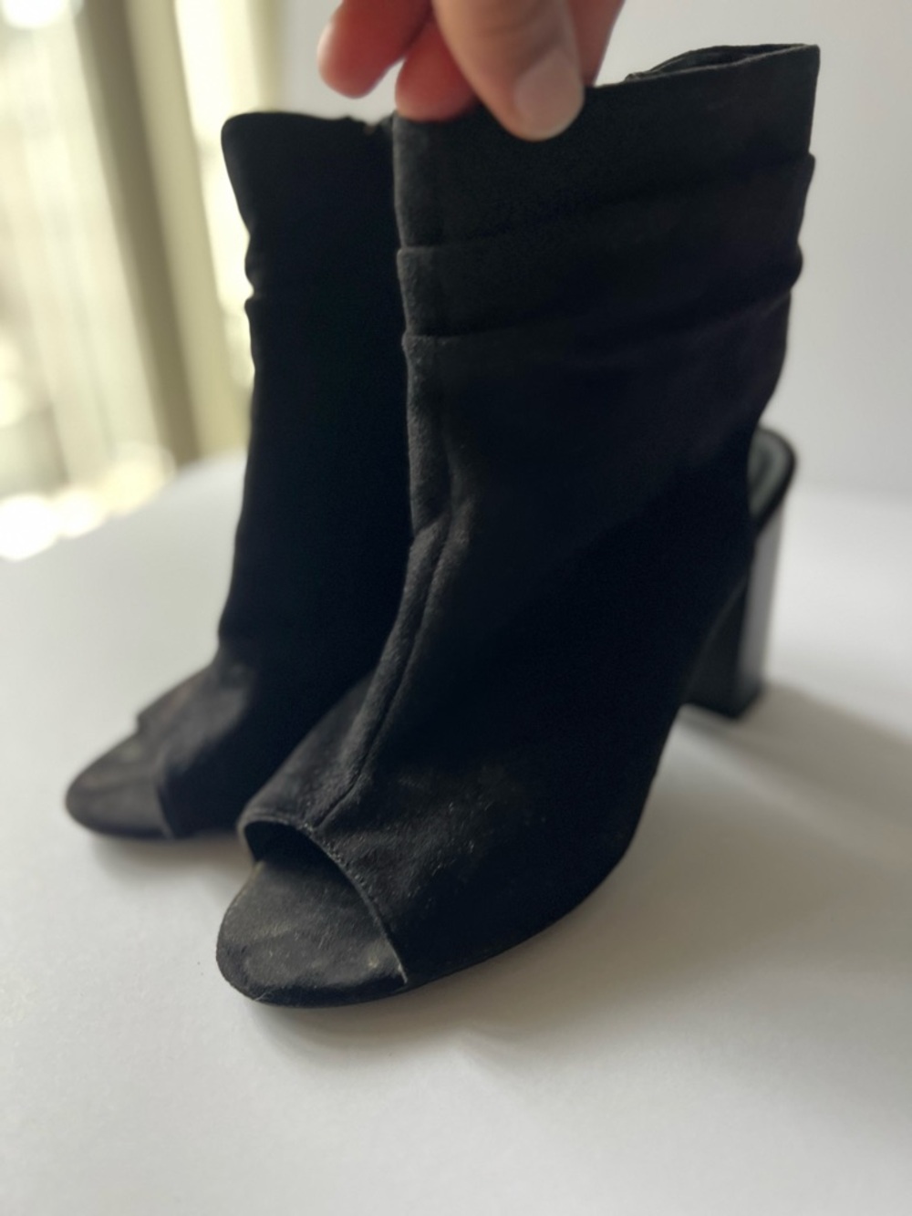 Charlotte Russe Black Open-Toe Block Heel Booties